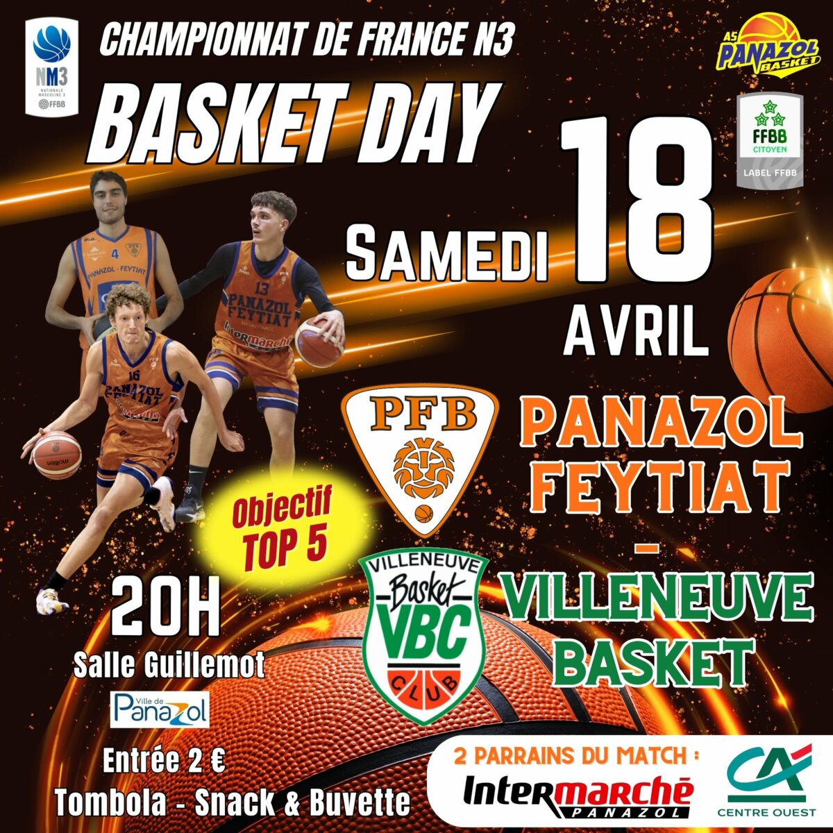 Match NM3 Panazol-Feytiat face à Villeneuve Basket